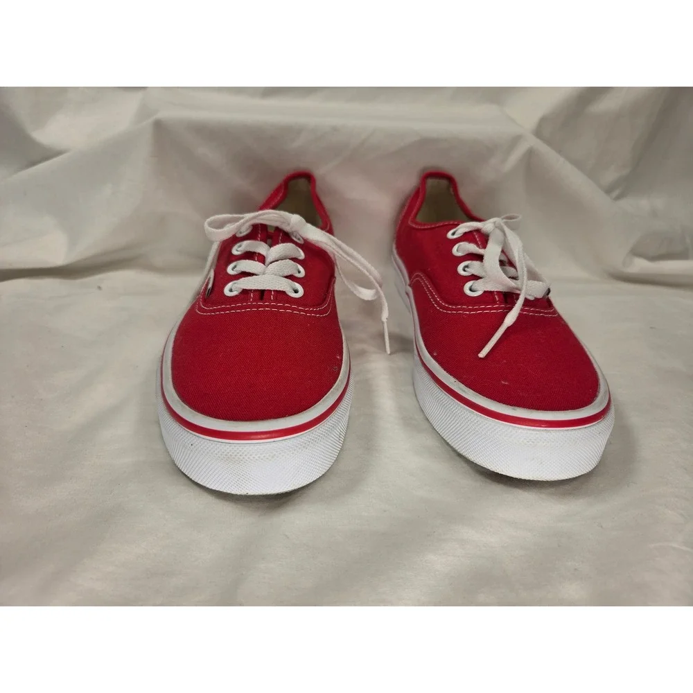 Authentic Original Red White VANS LowTop Canvas Shoe Men 5 Women 6.5 UK 4 EUC